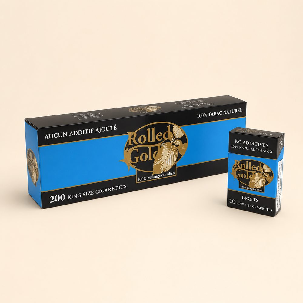 Rolled Gold Lights cigarette carton — demonstration product image